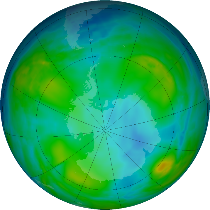 Antarctic ozone map for 12 July 2008